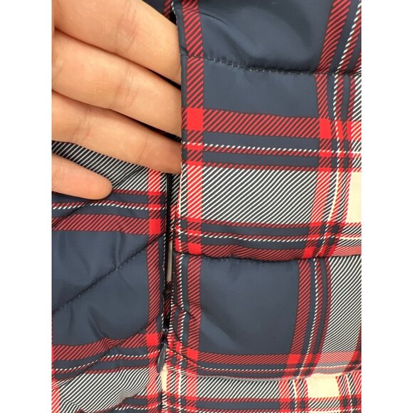 Tommy Hilfiger Full Zip Plaid Quilted Puffer Vest Womens Medium Blue Red Polyest - Picture 3 of 8